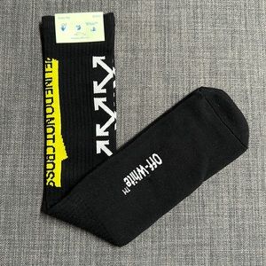 *NEW* OFF WHITE black + white arrow box logo + yellow caution tape hypebeast